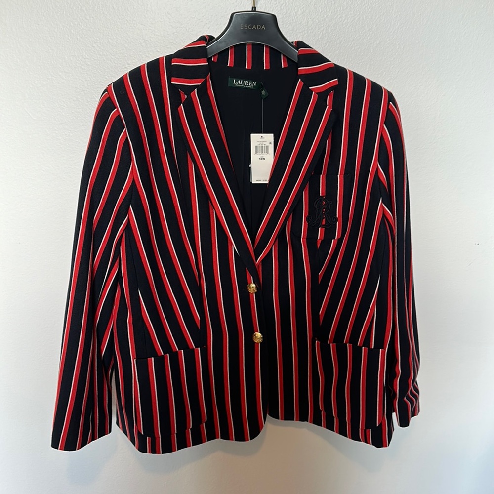 Brand NWT Ralph Lauren Red, White & Blue Blazer Sz 16
